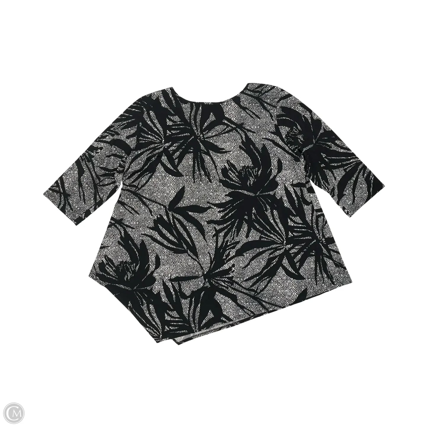 Blouse 3/4 Sleeve By Clara Sun Woo In Black & Cream, Size: 2x