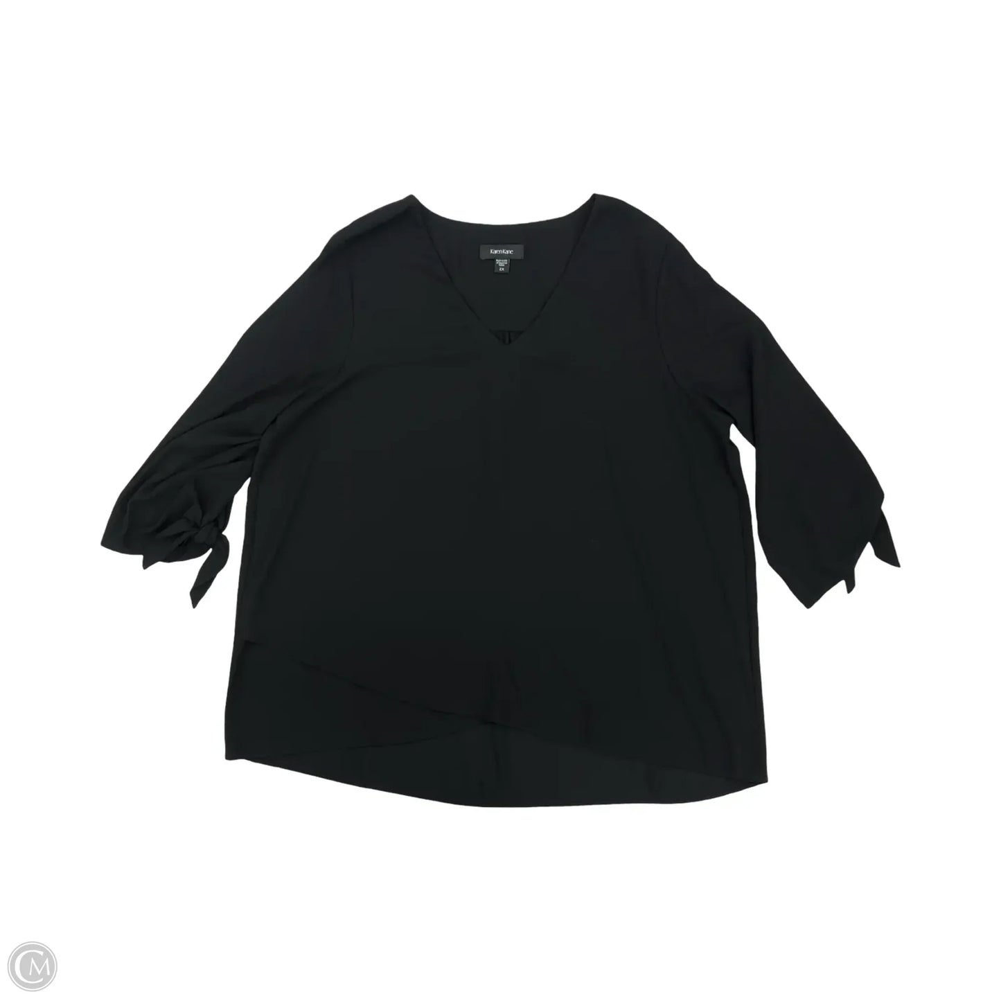 Blouse 3/4 Sleeve By Karen Kane In Black, Size: 2x
