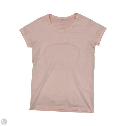 Athletic Top Short Sleeve By Lululemon In Pink, Size: L