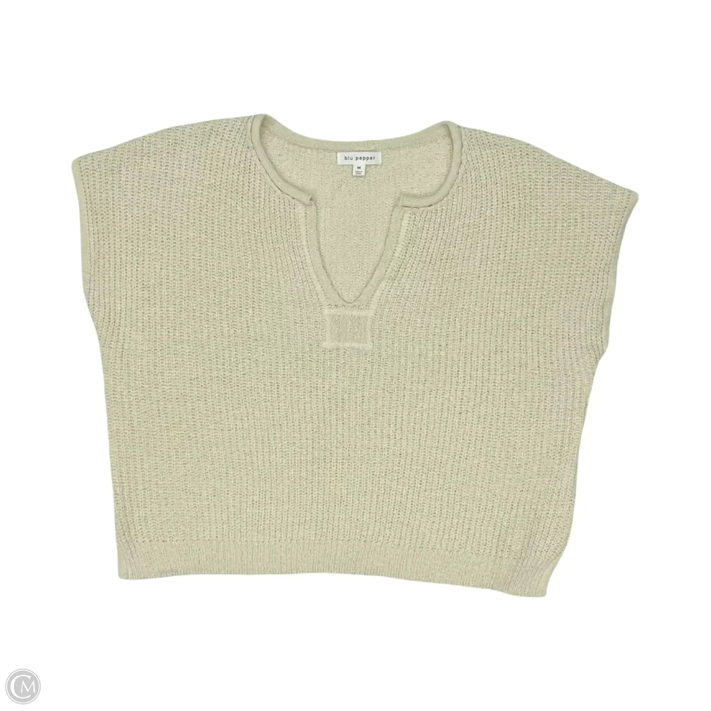 Sweater Short Sleeve By Blu Pepper In Cream, Size: M
