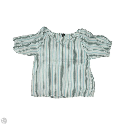 Blouse Short Sleeve By Talbots In Striped Pattern, Size: L