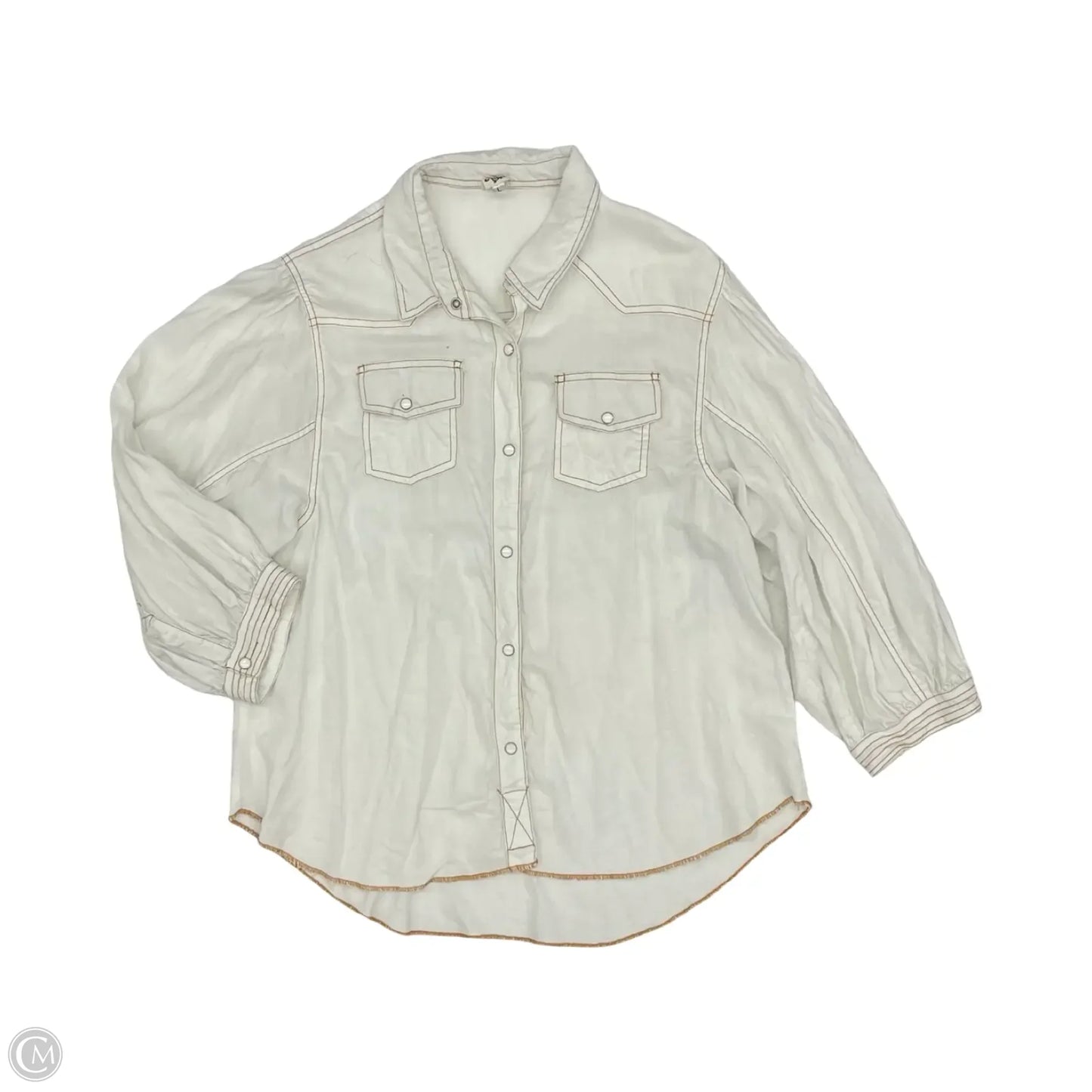Top Long Sleeve By Ivy Jane In Cream, Size: L