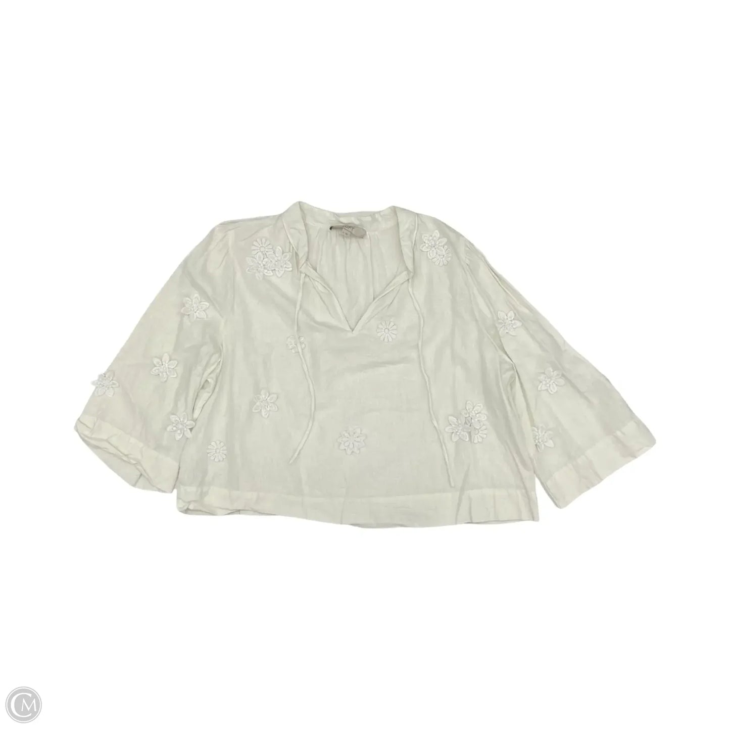 Blouse 3/4 Sleeve By Loft In Cream, Size: Xl