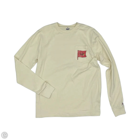 Athletic Top Long Sleeve Collar By Champion In Tan, Size: M