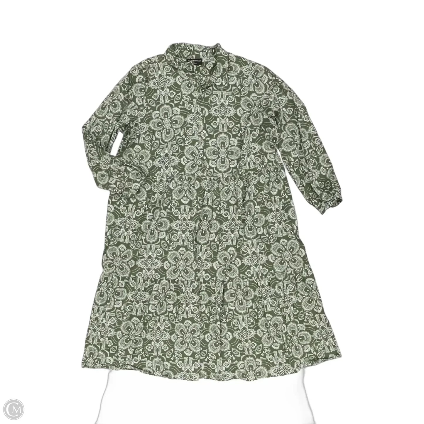 Dress Casual Midi By Lane Bryant In Green & White, Size: 22