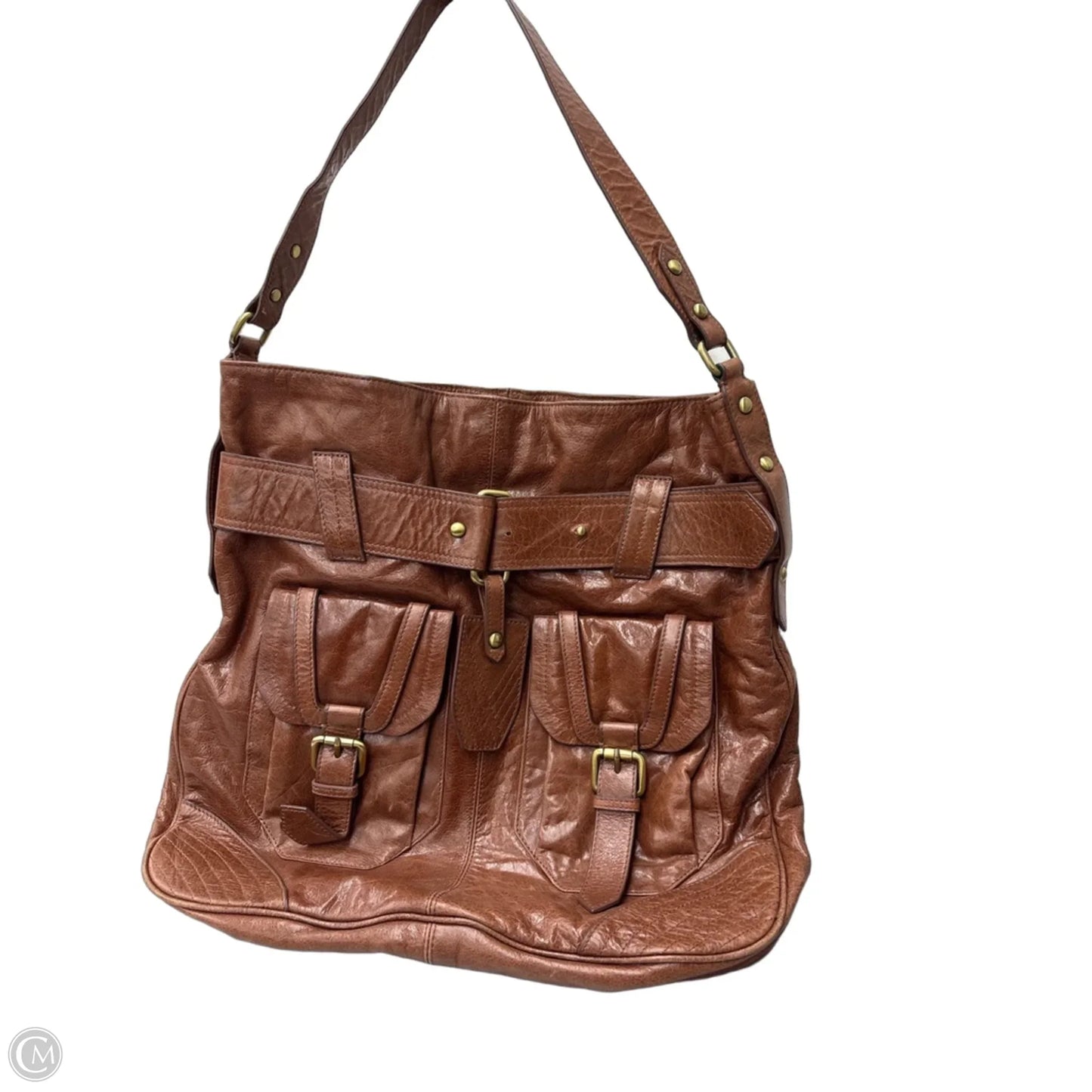 Handbag Leather By Victor, Size: Large