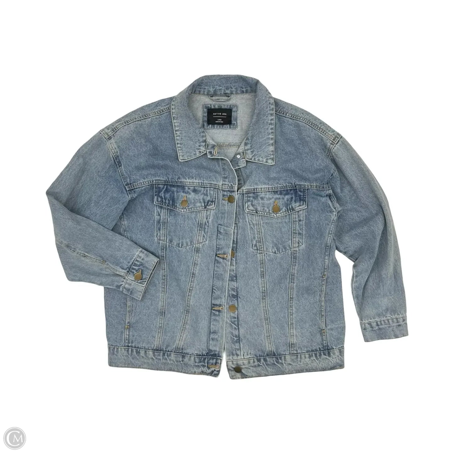 Jacket Denim By Active Usa In Blue Denim, Size: L