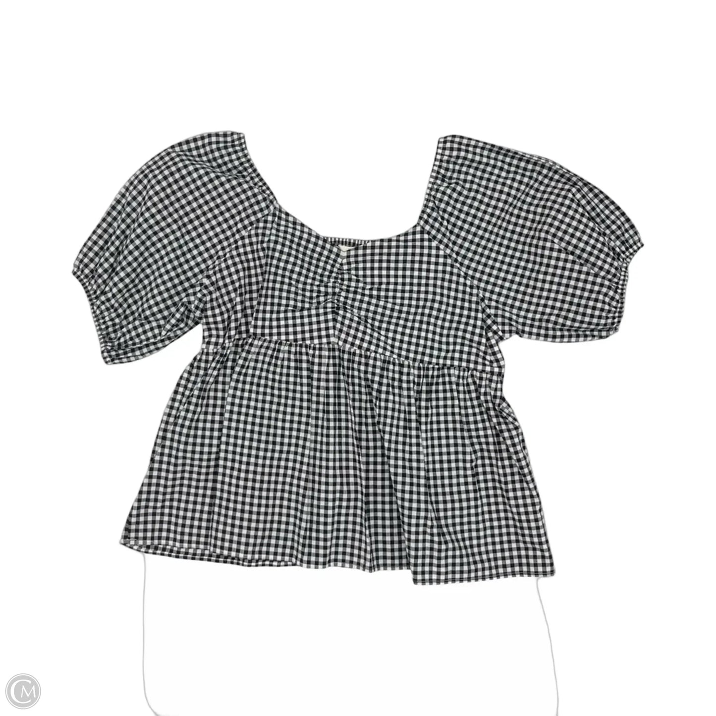 Blouse Short Sleeve By Terra & Sky In Blue & Cream, Size: 1x