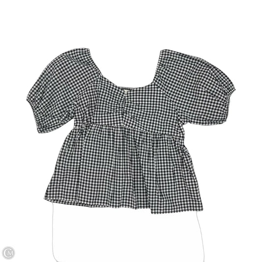 Blouse Short Sleeve By Terra & Sky In Blue & Cream, Size: 1x