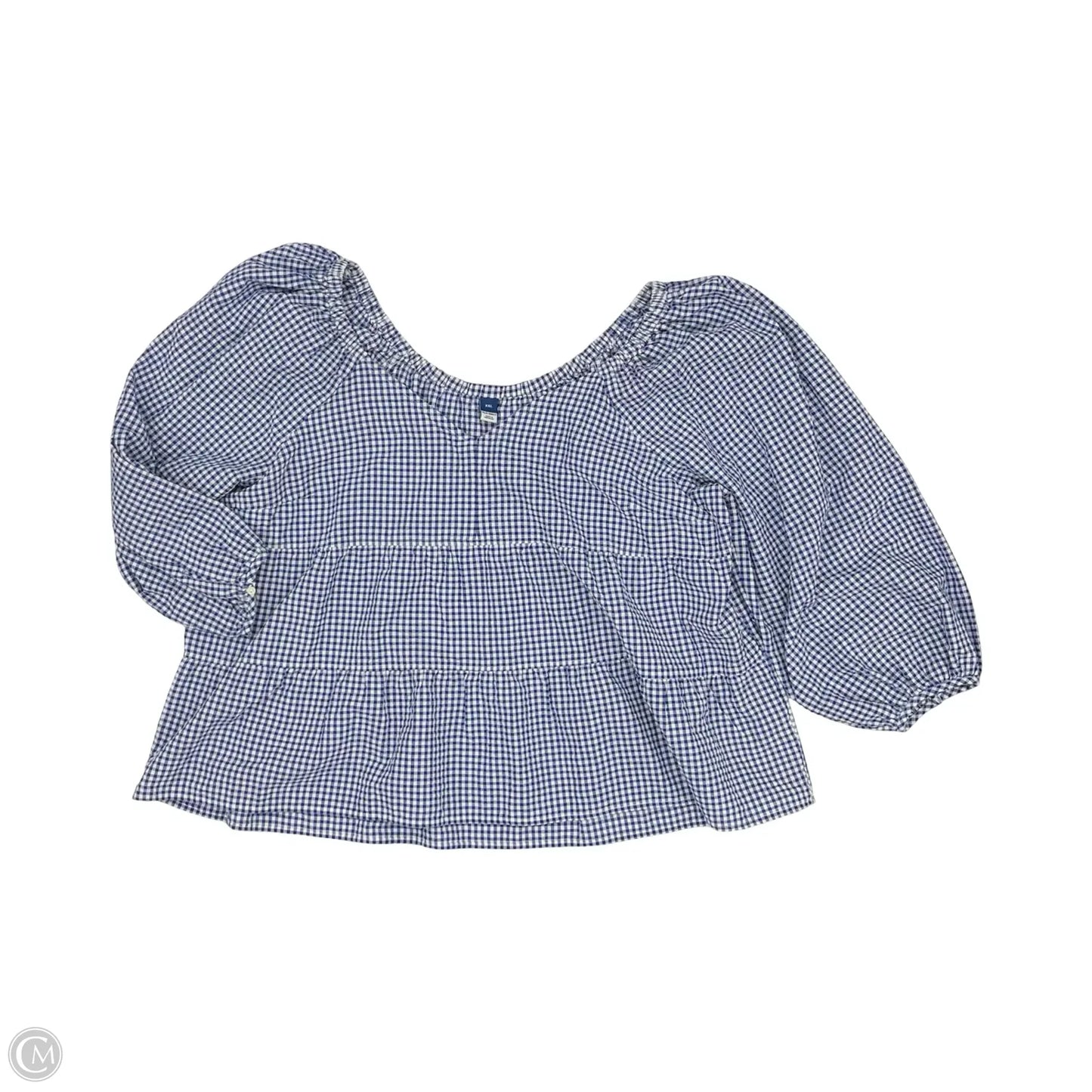 Blouse Long Sleeve By Old Navy In Blue & White, Size: Xxl