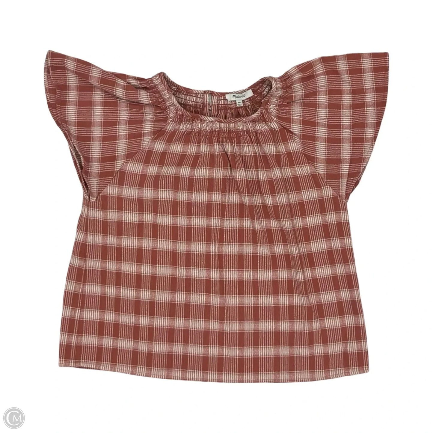 Blouse Short Sleeve By Madewell In Orange & White, Size: Xxs