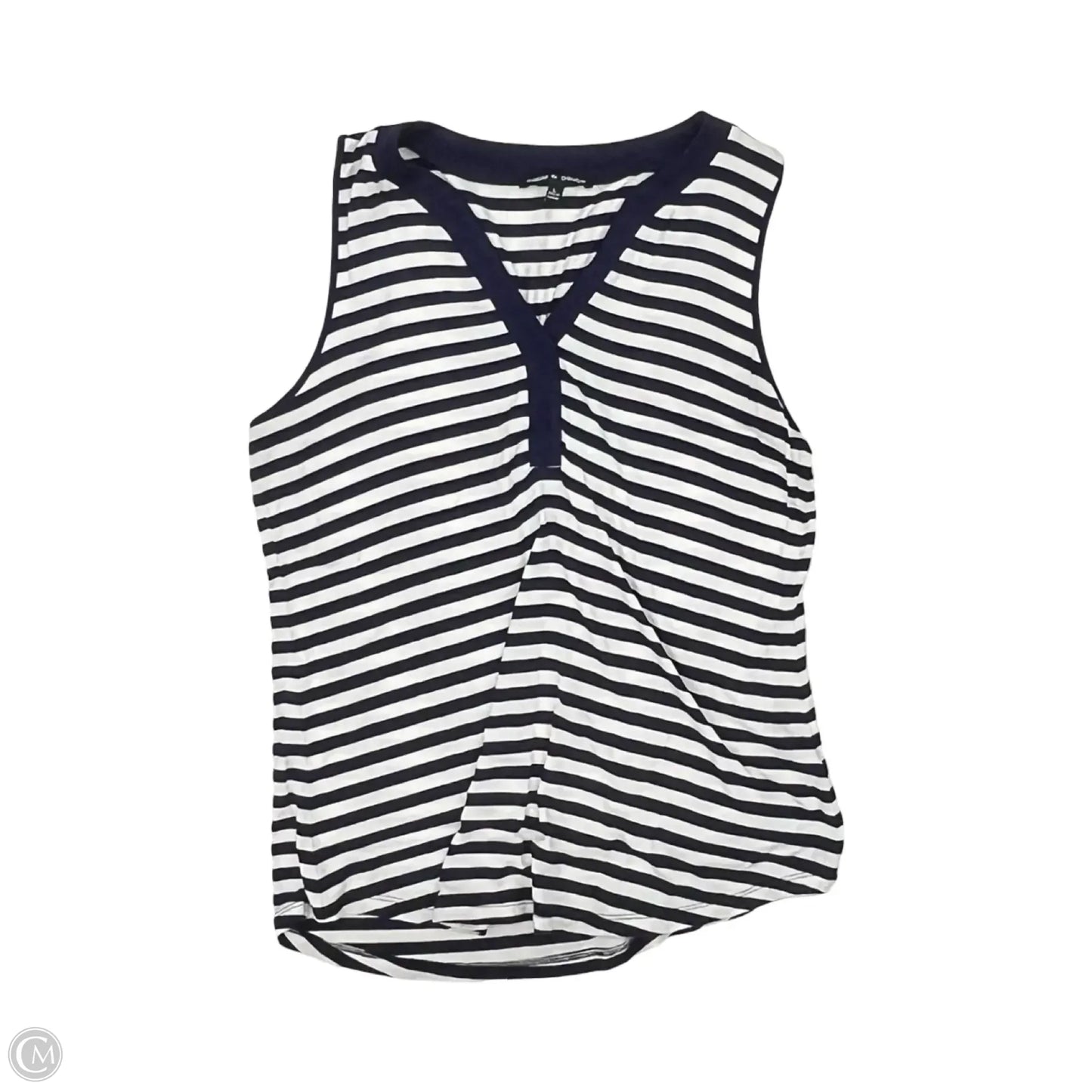 Top Sleeveless By Cable And Gauge In Blue & White, Size: L