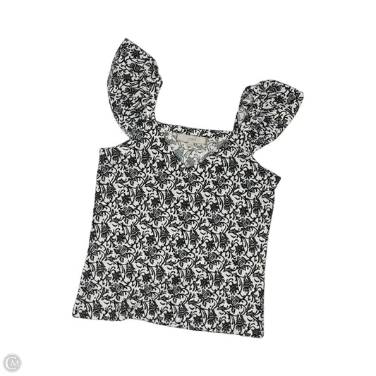 Blouse Short Sleeve By Loft In Black & Cream, Size: S