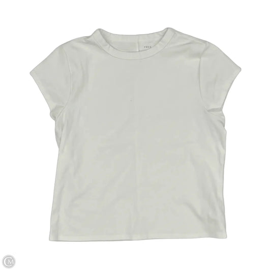 Top Short Sleeve By Free Assembly In White, Size: L