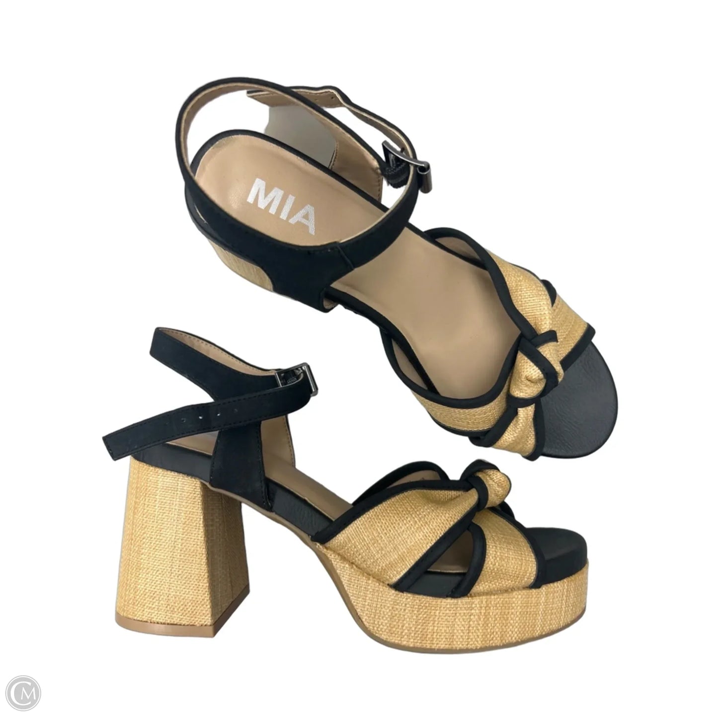 Sandals Heels Block By Mia In Black & Brown, Size: 8.5