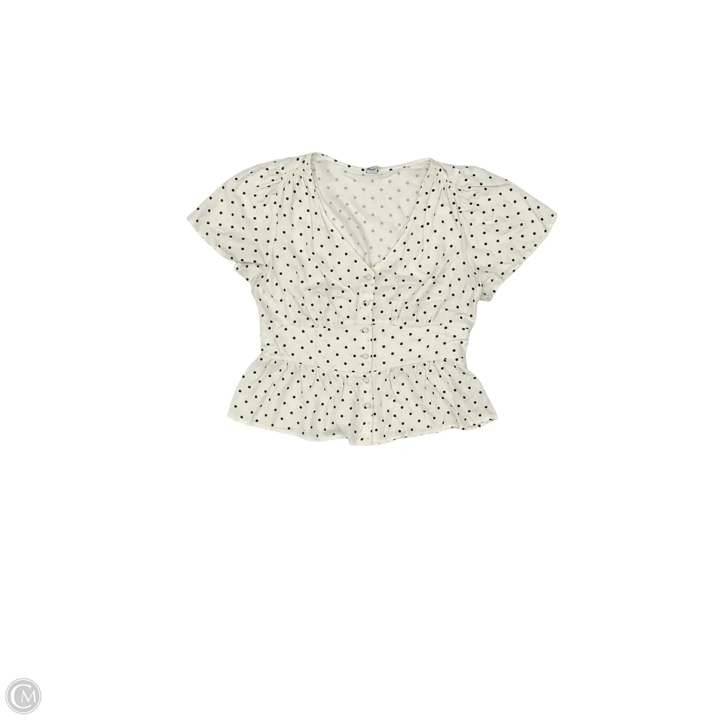 Blouse Short Sleeve By Old Navy In Polkadot Pattern, Size: L
