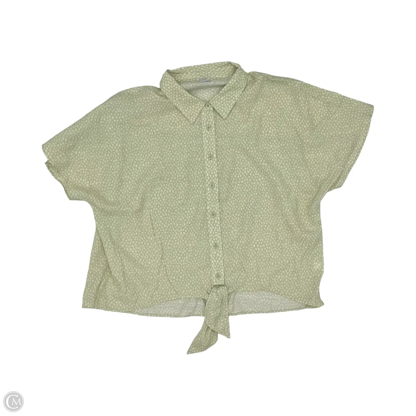 Blouse Short Sleeve By Nine West In Green & Tan, Size: L