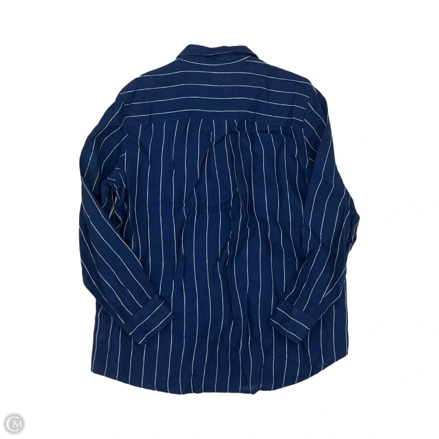 Blouse Long Sleeve By Gap In Blue & Cream, Size: Sp