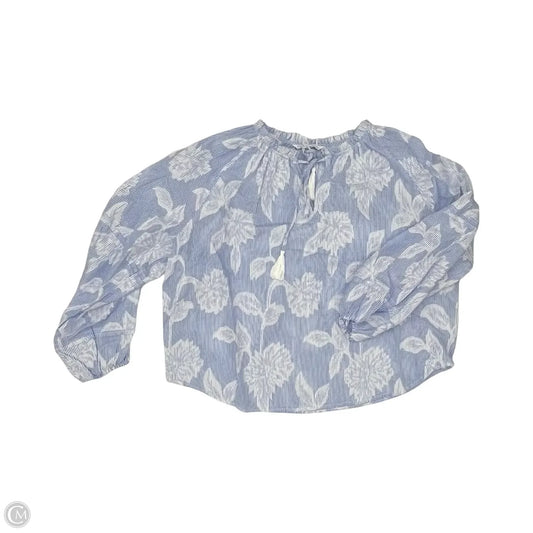 Blouse Long Sleeve By Ophelia Roe In Blue & White, Size: S