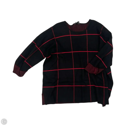 Sweater By Tahari In Black & Red, Size: 3x