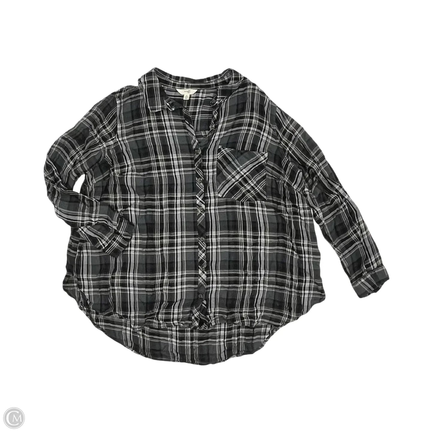 Top Long Sleeve By Terra & Sky In Black & Grey, Size: 3x