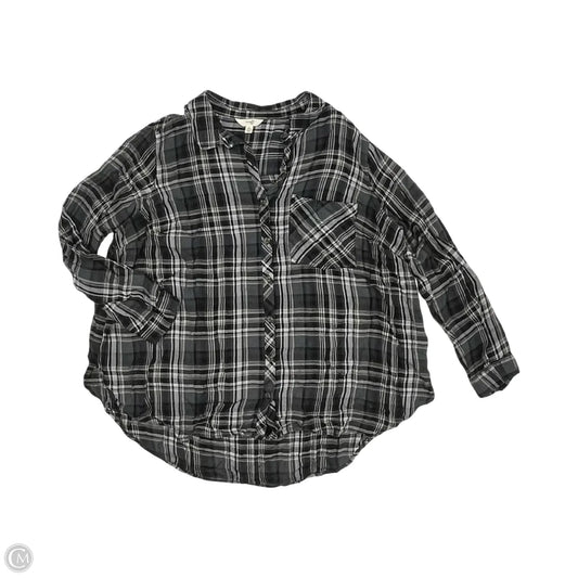 Top Long Sleeve By Terra & Sky In Black & Grey, Size: 3x