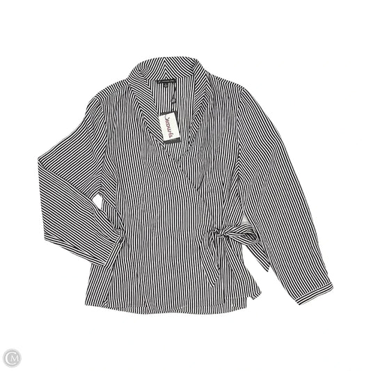 Blouse Long Sleeve By Adrianna Papell In Black & Cream, Size: Xl