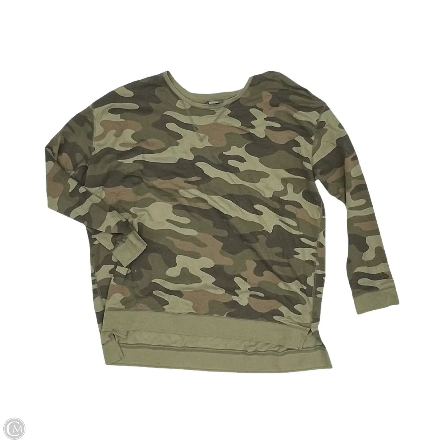 Top Long Sleeve By Natural Reflections In Camouflage Print, Size: L