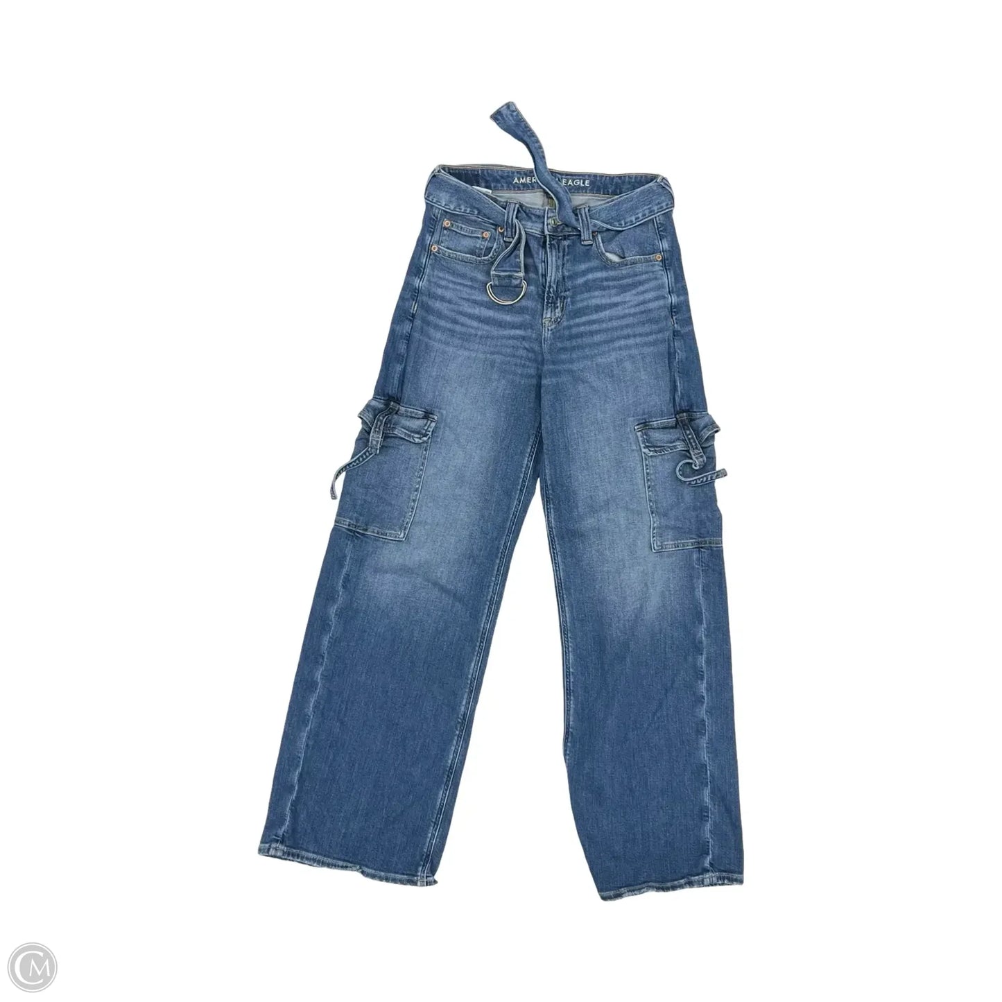 Jeans Wide Leg By American Eagle In Blue Denim, Size: 4