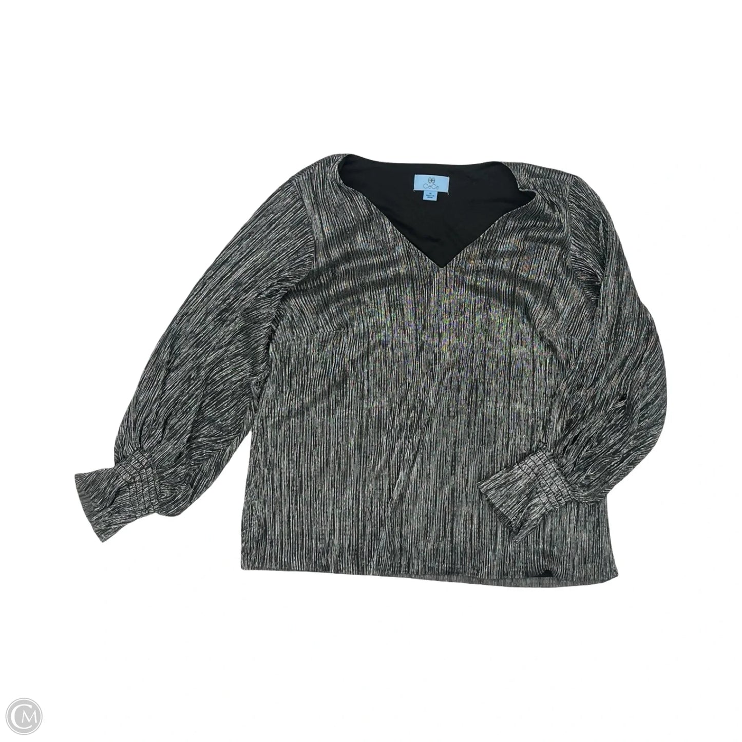 Blouse Long Sleeve By Cece In Black & Silver, Size: M