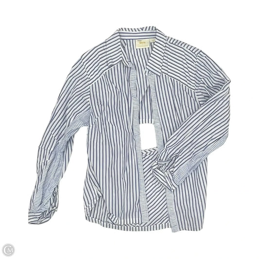 Blouse Long Sleeve By Maeve In Blue & Cream, Size: L