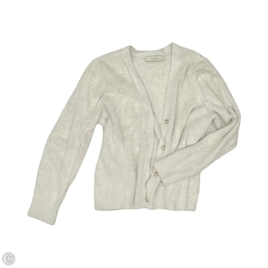 Sweater Cardigan By Loft In Cream, Size: M
