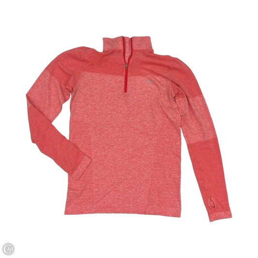 Athletic Top Long Sleeve Collar By Nike In Orange, Size: L