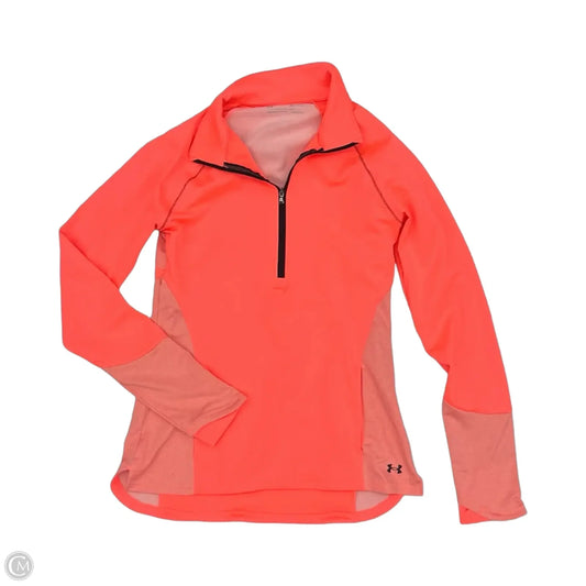 Athletic Top Long Sleeve Collar By Under Armour In Orange, Size: S