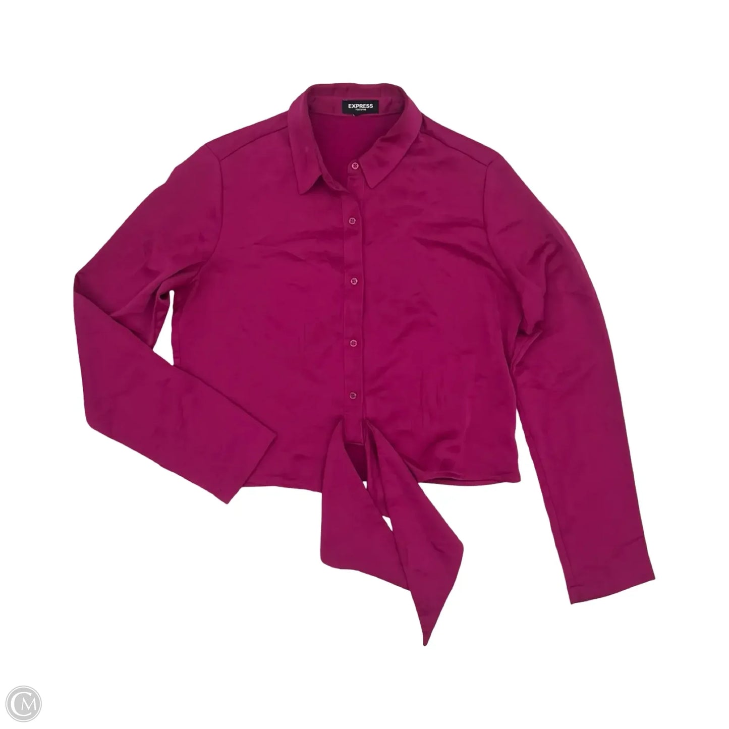 Blouse Long Sleeve By Express In Pink, Size: S