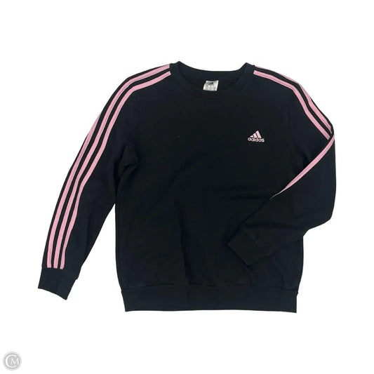 Athletic Sweatshirt Crewneck By Adidas In Black & Pink, Size: L