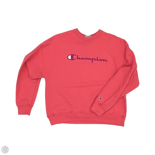 Athletic Sweatshirt Crewneck By Champion In Pink, Size: L