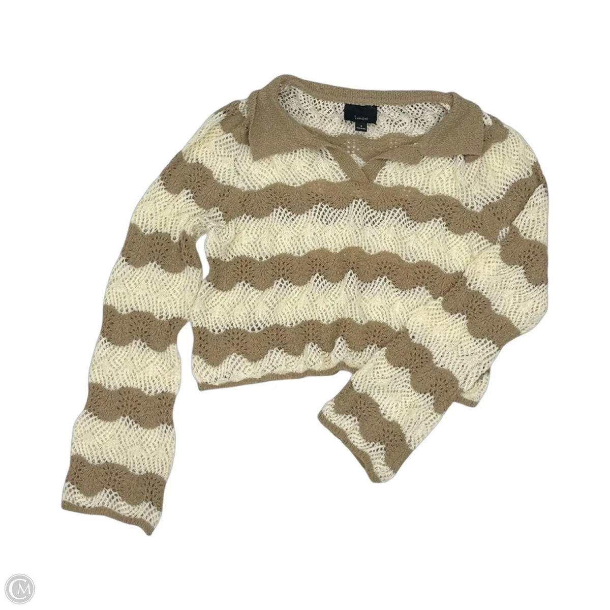 Sweater By Lumiere In Brown & Cream, Size: S