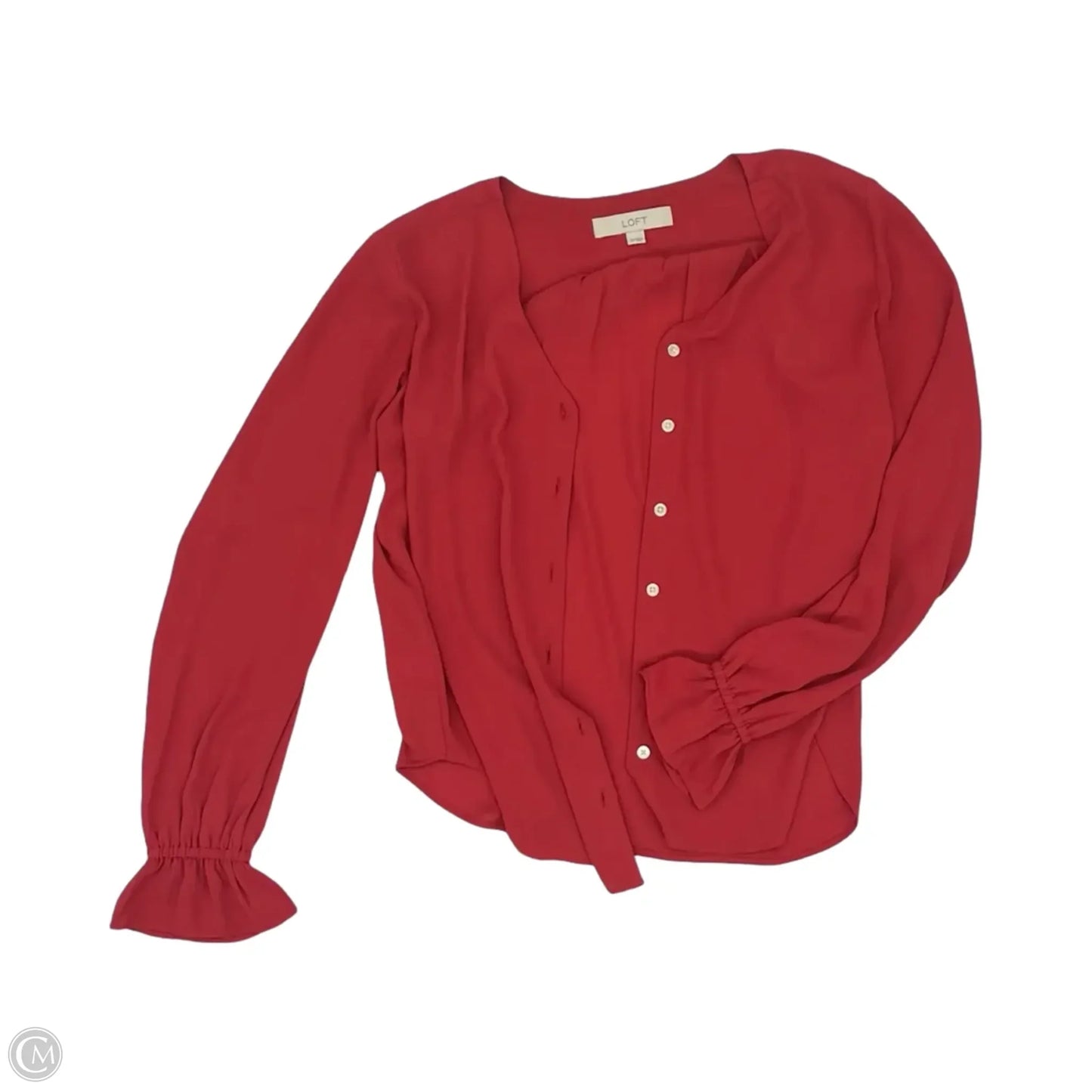 Blouse Long Sleeve By Loft In Red, Size: Xs