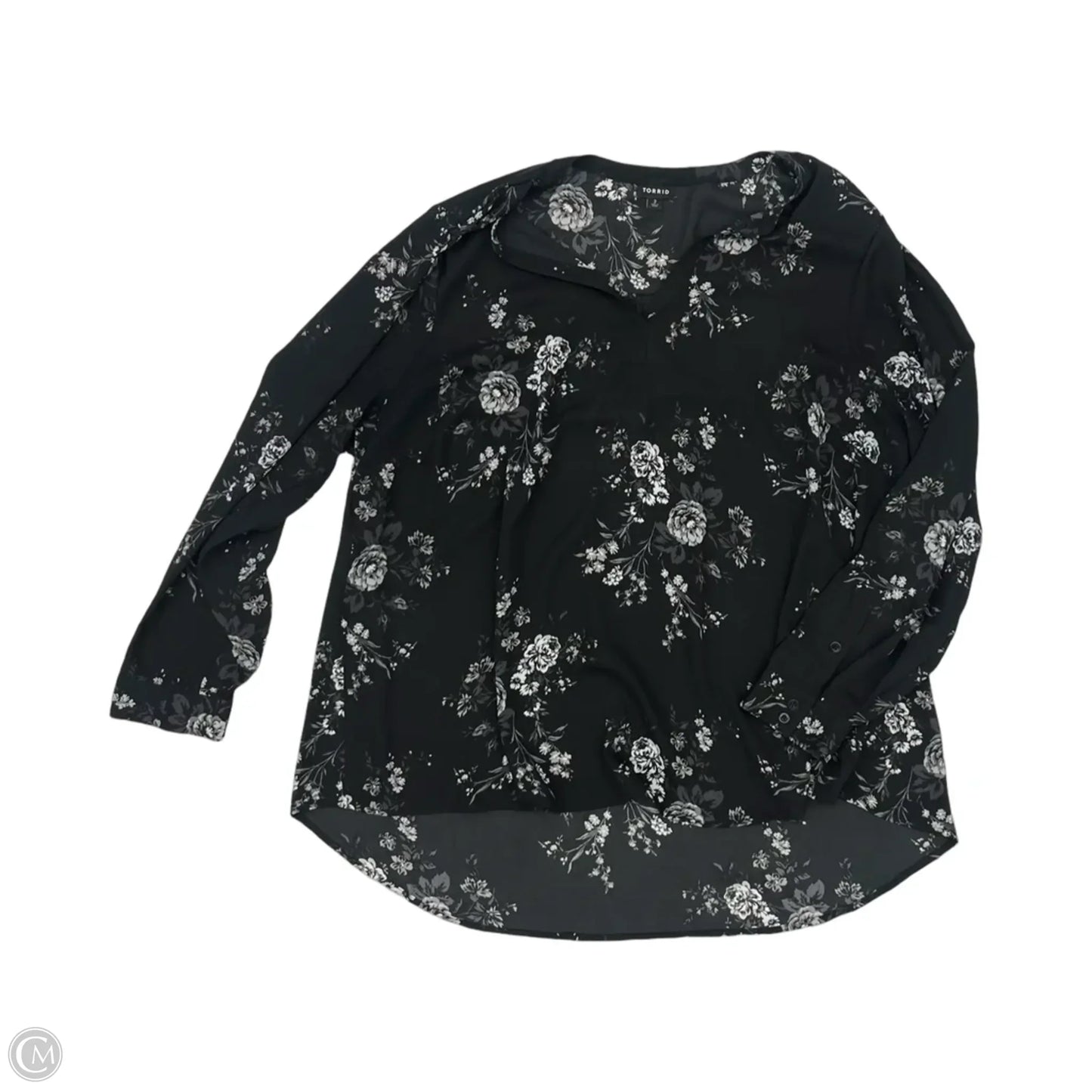 Blouse Long Sleeve By Torrid In Black & Grey, Size: 2x