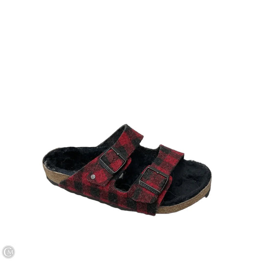 Sandals Flats By Birkenstock In Black & Red, Size: 11