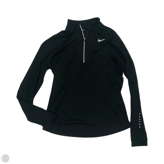 Athletic Top Long Sleeve Collar By Nike In Black, Size: M