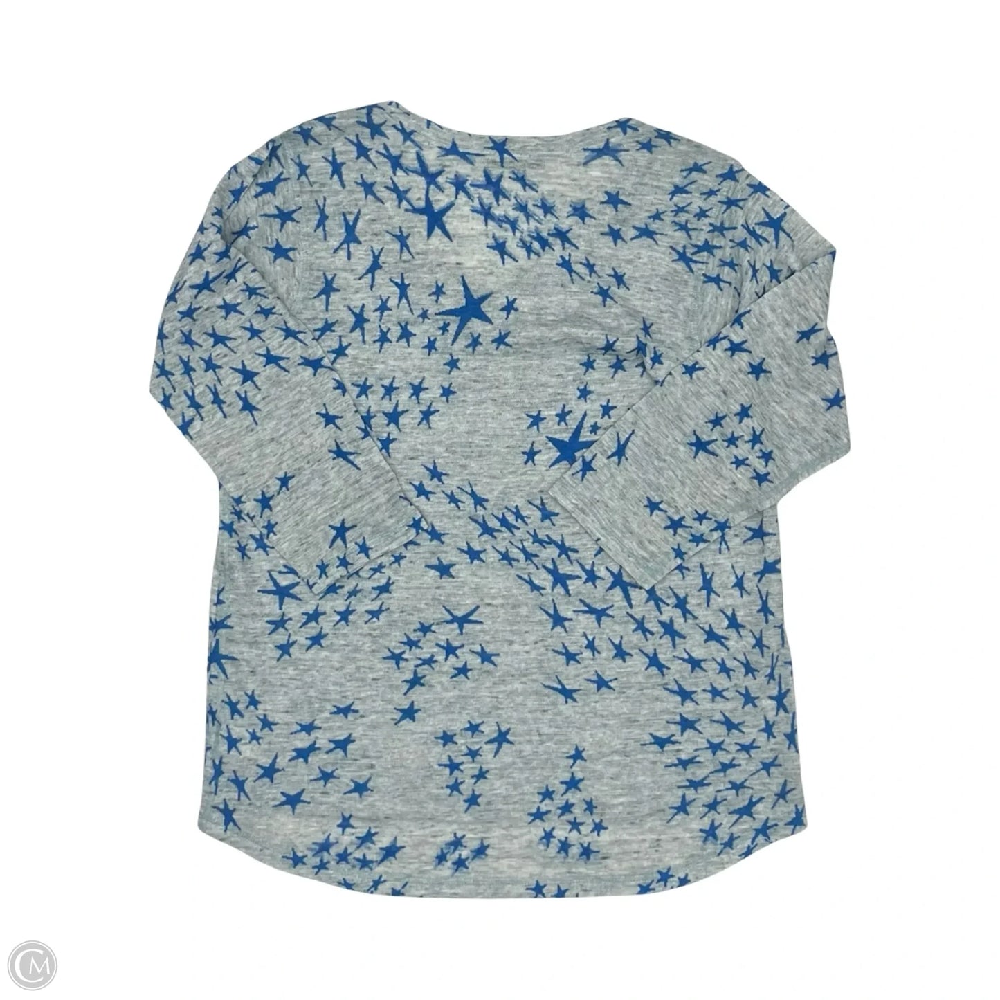 Top 3/4 Sleeve By Nally And Millie In Blue & Grey, Size: L