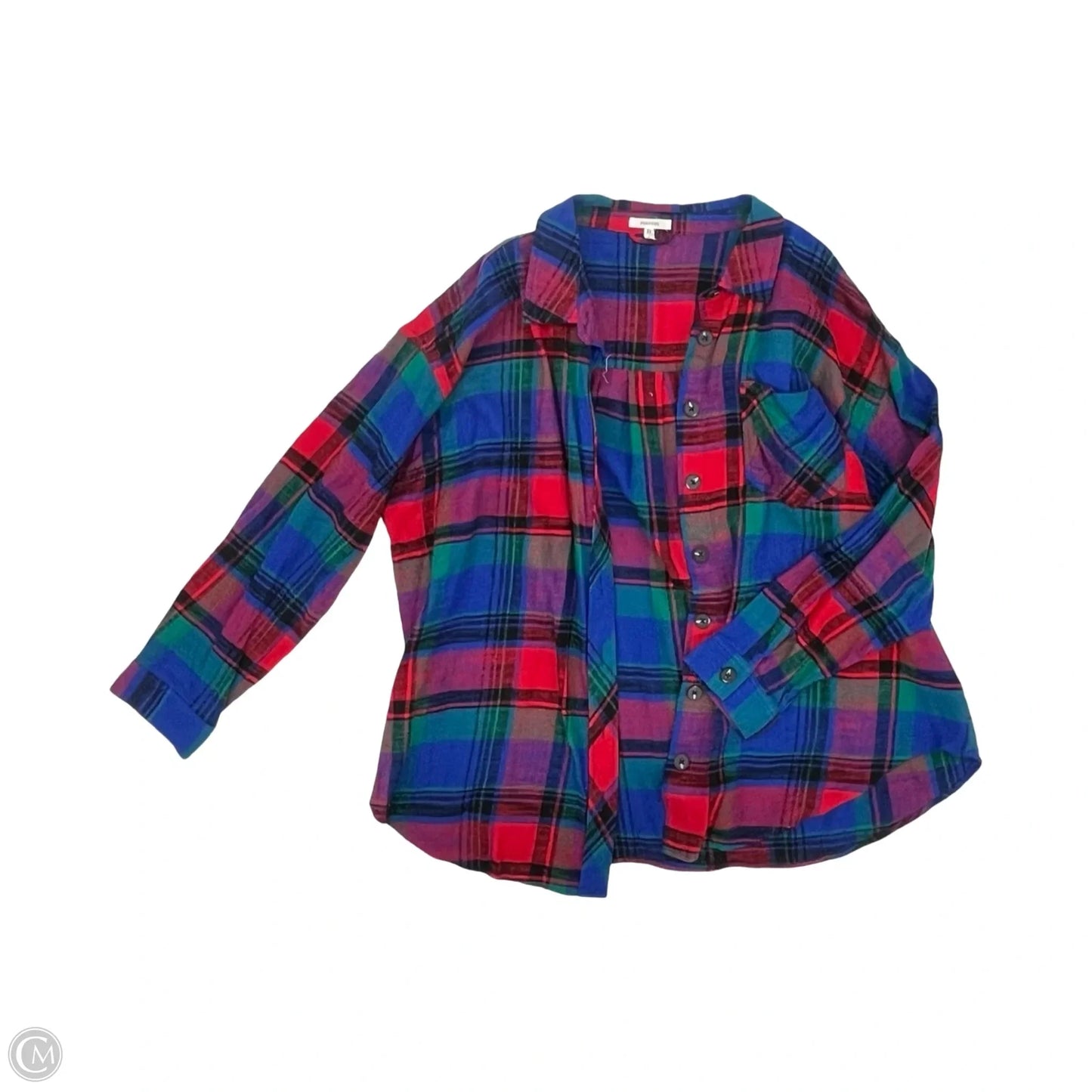 Top Long Sleeve By Maurices In Blue & Red, Size: 2x