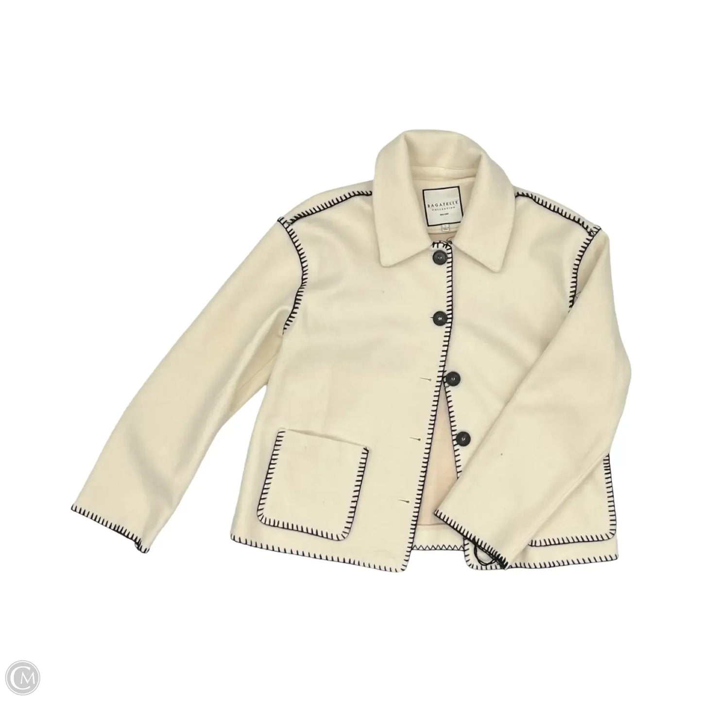 Jacket Fleece By Clothes Mentor In Black & Cream, Size: L
