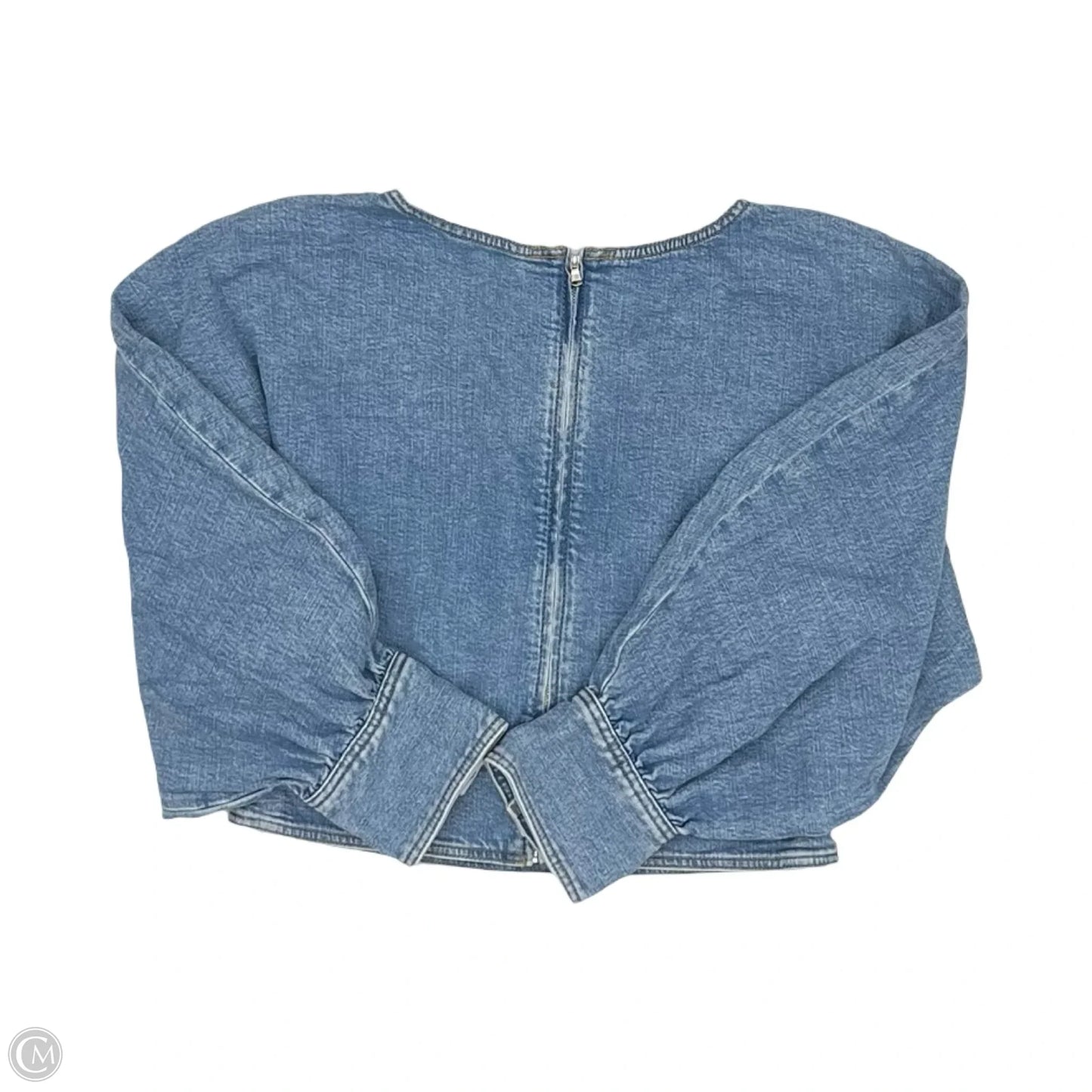 Blouse Long Sleeve By Loft In Blue Denim, Size: 12