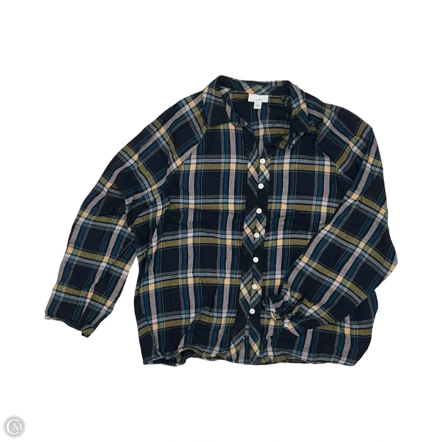 Top Long Sleeve By J. Jill In Blue & Yellow, Size: M