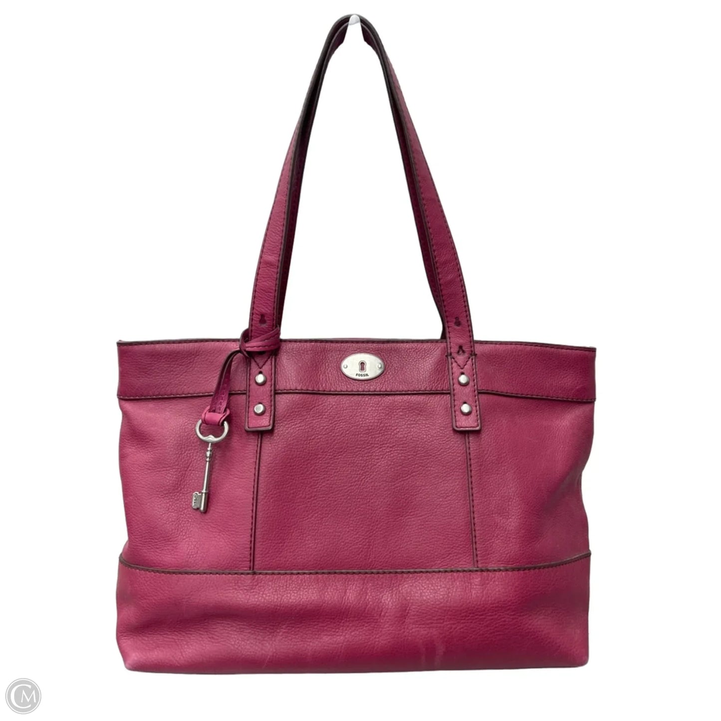 Handbag Leather By Fossil, Size: Medium
