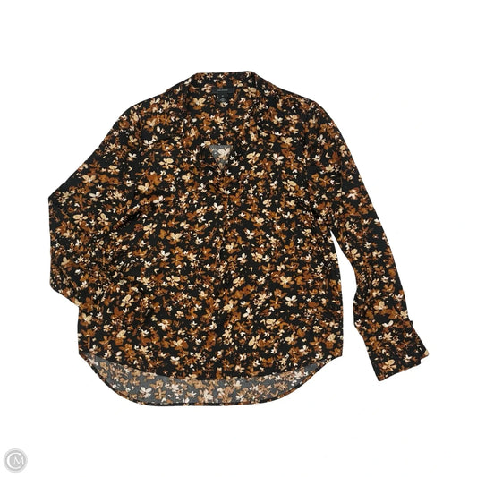 Blouse Long Sleeve By Halogen In Black & Brown, Size: M