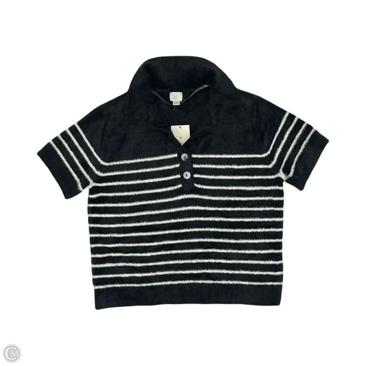 Sweater Short Sleeve By A New Day In Black & Cream, Size: M